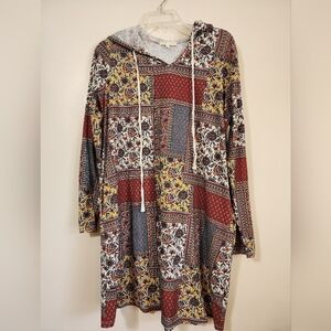 Multicolor Patchwork Hoodie Dress